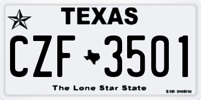 TX license plate CZF3501