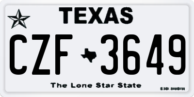 TX license plate CZF3649