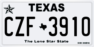 TX license plate CZF3910
