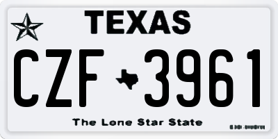 TX license plate CZF3961
