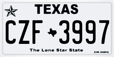 TX license plate CZF3997
