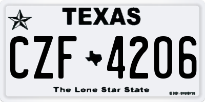 TX license plate CZF4206