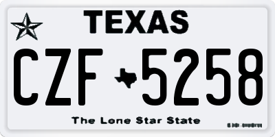 TX license plate CZF5258