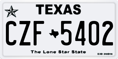TX license plate CZF5402