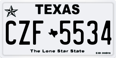 TX license plate CZF5534