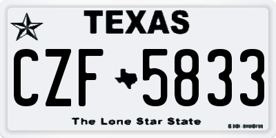 TX license plate CZF5833