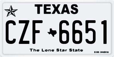 TX license plate CZF6651