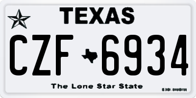 TX license plate CZF6934