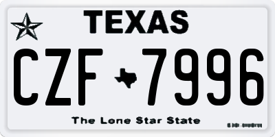 TX license plate CZF7996