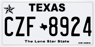 TX license plate CZF8924