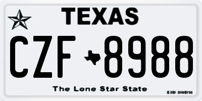 TX license plate CZF8988