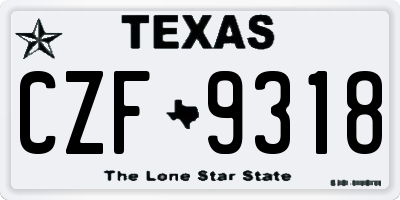 TX license plate CZF9318