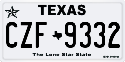 TX license plate CZF9332