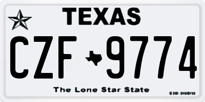 TX license plate CZF9774