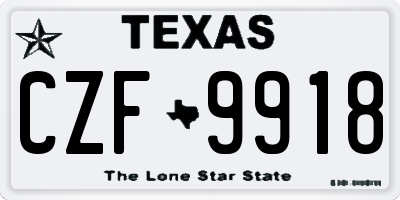 TX license plate CZF9918