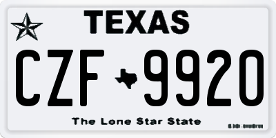 TX license plate CZF9920