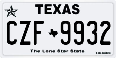 TX license plate CZF9932