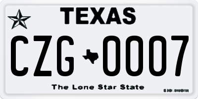 TX license plate CZG0007