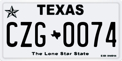 TX license plate CZG0074