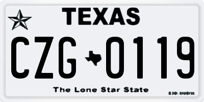 TX license plate CZG0119