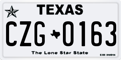 TX license plate CZG0163