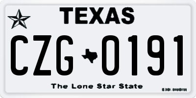 TX license plate CZG0191