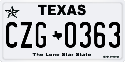 TX license plate CZG0363