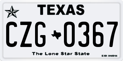 TX license plate CZG0367