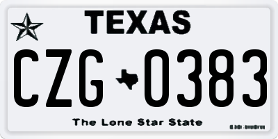 TX license plate CZG0383