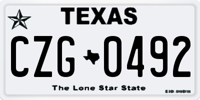 TX license plate CZG0492