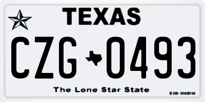 TX license plate CZG0493