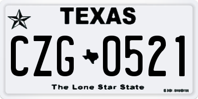 TX license plate CZG0521