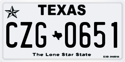 TX license plate CZG0651