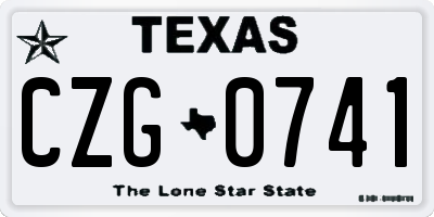 TX license plate CZG0741