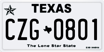 TX license plate CZG0801