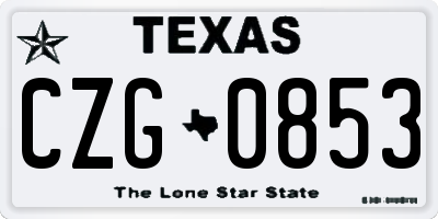 TX license plate CZG0853