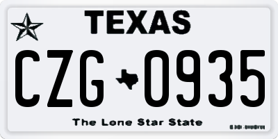 TX license plate CZG0935