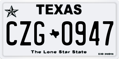 TX license plate CZG0947