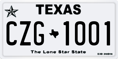 TX license plate CZG1001