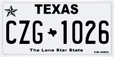 TX license plate CZG1026
