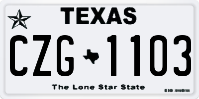 TX license plate CZG1103