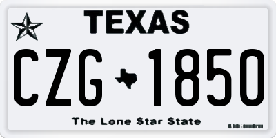 TX license plate CZG1850
