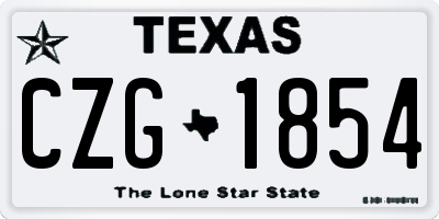 TX license plate CZG1854