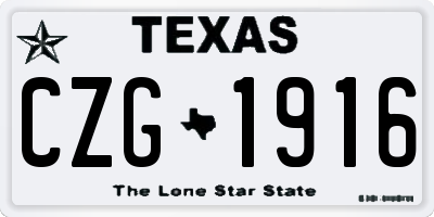 TX license plate CZG1916