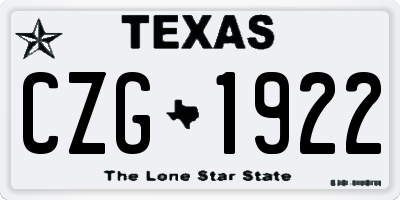 TX license plate CZG1922