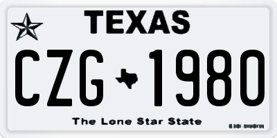 TX license plate CZG1980
