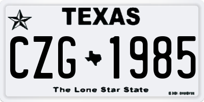TX license plate CZG1985