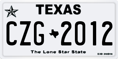 TX license plate CZG2012