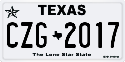 TX license plate CZG2017