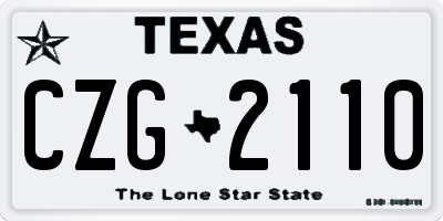 TX license plate CZG2110